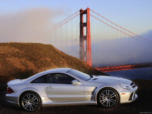 Обои картинки фото mercedes, benz, sl65, amg, black, series, 2009, автомобили