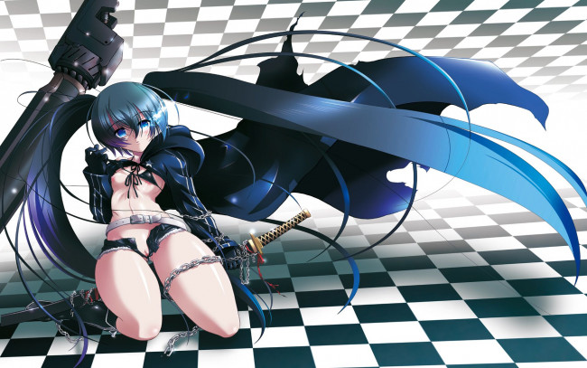 Обои картинки фото аниме, black, rock, shooter