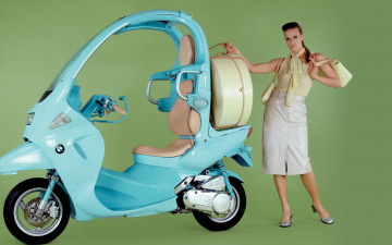 Картинка мотоциклы мото девушкой девушка моторолер