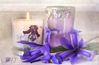 Картинка разное свечи пламя ирисы