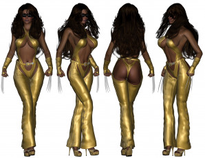 Картинка 3д+графика люди+ people взгляд девушки оружие фон