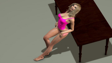 Картинка 3д+графика люди+ people девушка взгляд фон улыбка стол