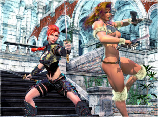 Картинка 3д+графика фантазия+ fantasy фон оружие взгляд девушки