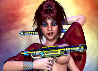 Картинка 3д+графика существа+ creatures оружие фон взгляд девушка