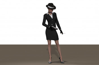 Картинка 3д+графика люди+ people оружие фон взгляд девушка шлЯпа