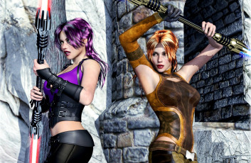 Картинка 3д+графика фантазия+ fantasy оружие фон взгляд девушки