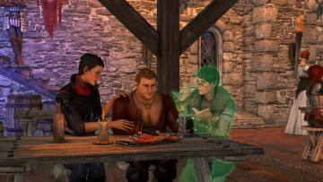 Картинка 3д+графика фантазия+ fantasy интерьер стол женщина фон взгляд мужчина