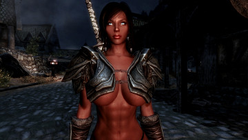 обоя 3д графика, фантазия , fantasy, оружие, фон, взгляд, девушка