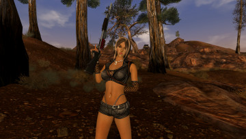 Картинка 3д+графика люди+ people фон оружие взгляд девушка