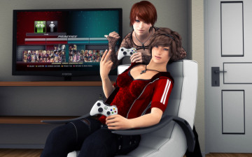 Картинка 3д+графика люди+ people фон взгляд девушки