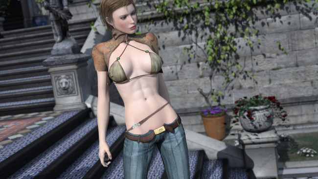 Обои картинки фото 3д графика, люди , people, девушка, взгляд, фон