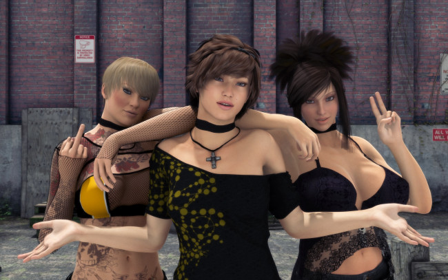 Обои картинки фото 3д графика, люди , people, девушки, фон, взгляд