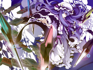 Картинка аниме touhou девушка взгляд фон