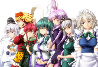 Картинка аниме touhou взгляд фон девушки