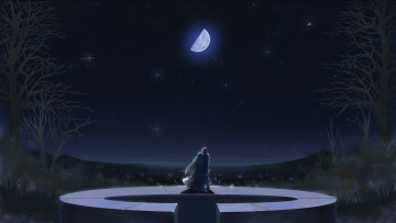 обоя аниме, hanbun no tsuki ga noboru sora, персонаж