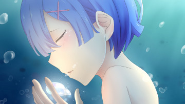 Картинка аниме re +zero+kara+hajimeru+isekai+seikatsu девушка взгляд фон