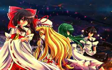 Картинка аниме touhou взгляд девушки фон