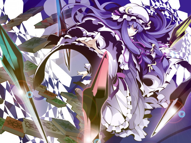 Обои картинки фото аниме, touhou, девушка, взгляд, фон