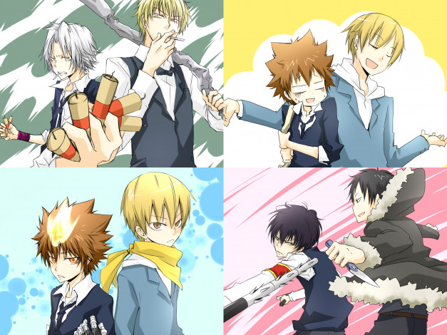 Обои картинки фото аниме, unknown,  другое, репетитор, киллер, реборн, коллаж, дюрара