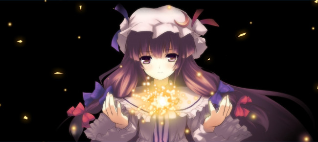 Обои картинки фото аниме, touhou, девушка, взгляд, фон