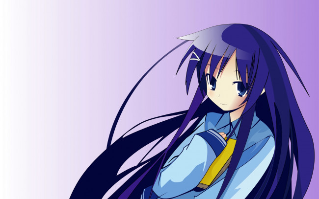 Обои картинки фото аниме, hanbun no tsuki ga noboru sora, девушка, фон, взгляд