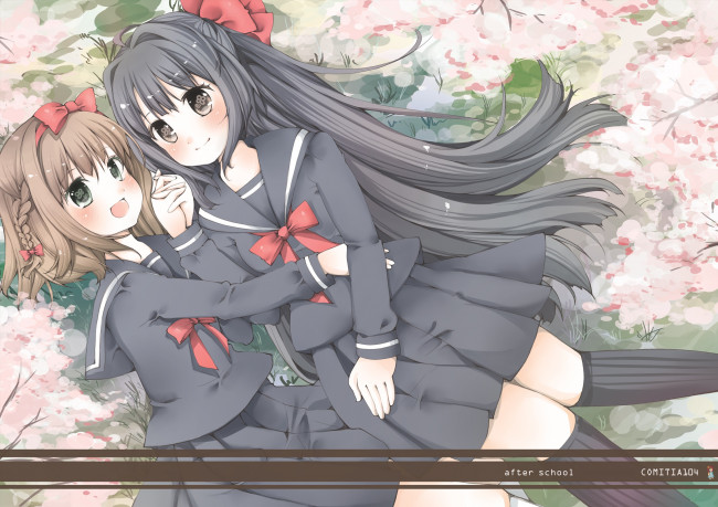 Обои картинки фото аниме, unknown,  другое, взгляд, девушки, фон