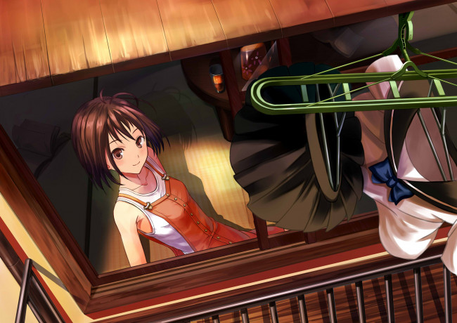 Обои картинки фото аниме, unknown,  другое, девушка, фон, взгляд