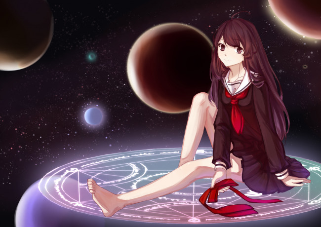 Обои картинки фото аниме, unknown,  другое, взгляд, девушка, фон