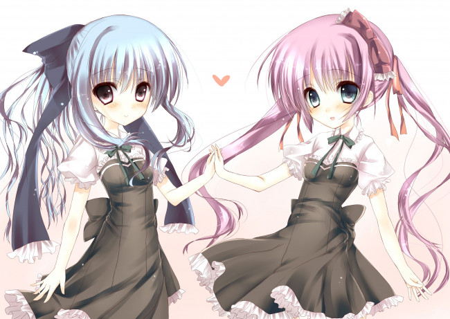 Обои картинки фото аниме, unknown,  другое, девушки, взгляд, фон