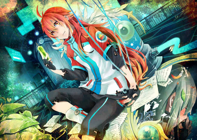 Обои картинки фото аниме, ангелы,  демоны, фон, взгляд, девушка