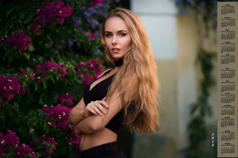 Картинка календари девушки взгляд 2018 цветы макияж