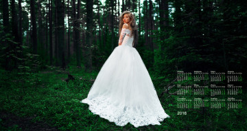 Картинка календари девушки невеста 2018 лес взгляд растения платье