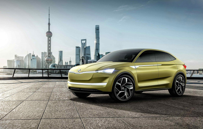 Обои картинки фото skoda vision e concept 2017, автомобили, skoda, 2017, e, vision, concept