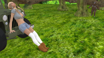 Картинка 3д+графика люди-авто мото+ people-+car+ +moto автомобиль фон взгляд девушка