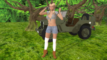 Картинка 3д+графика люди-авто мото+ people-+car+ +moto автомобиль фон взгляд девушка