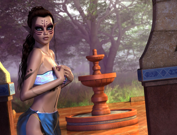 Обои картинки фото 3д графика, эльфы , elves, взгляд, фон, эльфийка