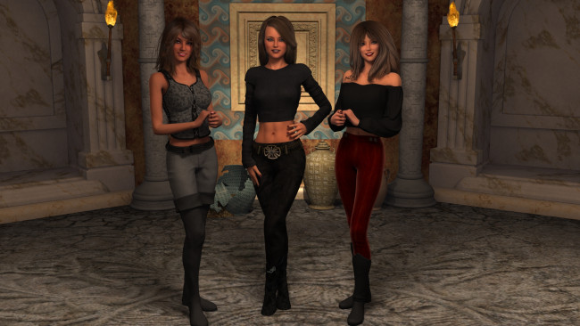 Обои картинки фото 3д графика, люди , people, фон, взгляд, девушки