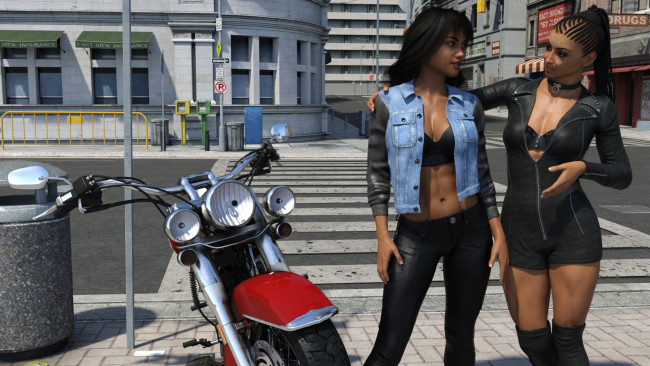 Обои картинки фото 3д графика, люди-авто, мото , people- car ,  moto, фон, взгляд, девушки