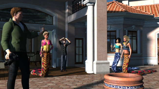 Обои картинки фото 3д графика, существа , creatures, фон, взгляд, девушки