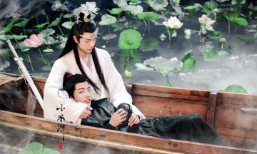 Картинка разное знаменитости ван ибо сяо чжань лодка лотосы костюмы