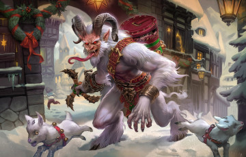 Картинка smite видео+игры демон козлята монстр опасность новый год улица рога копыта бег крампус