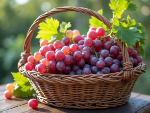 обоя еда, виноград, корзинка, урожай