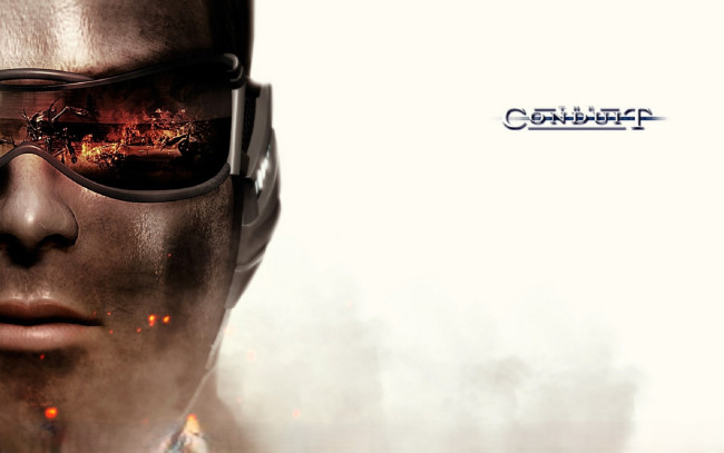 Обои картинки фото видео игры, the conduit, лицо, мужчина, очки, отражение, взрыв