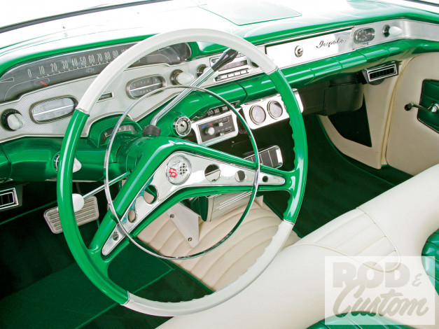 Обои картинки фото 1958, chevrolet, impala, автомобили, спидометры, торпедо