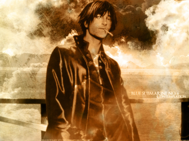 Обои картинки фото blue, submarine, аниме