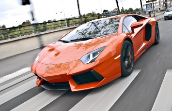 Картинка автомобили lamborghini speed road orange lp700-4 aventador
