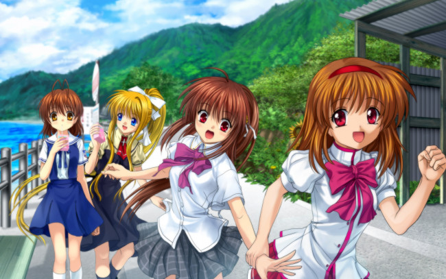 Обои картинки фото аниме, *unknown, другое, прогулка, девушки