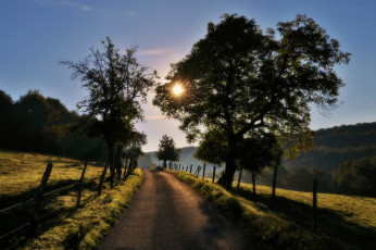 Картинка glay +franche-comte+франция природа дороги дорога закат лес поля