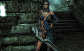 Картинка 3д+графика elves+ эльфы эльфийка оружие