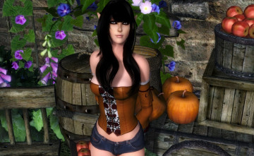 Картинка 3д+графика elves+ эльфы фрукты цветы взгляд эльфийка